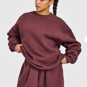 Oner Foundations Oversized Crew Neck Sweatshirt in Velvet Mocha (XS)